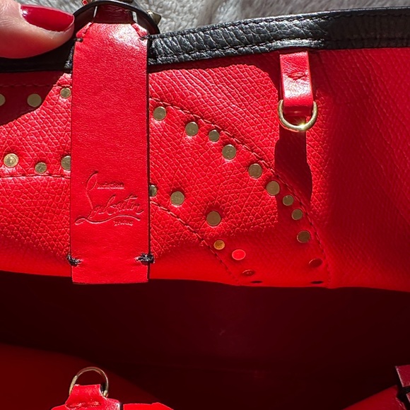 CHRISTIAN LOUBOUTIN Cabata Small Love Calf Paris Tote Bag studded stud sparkly - Picture 7 of 16